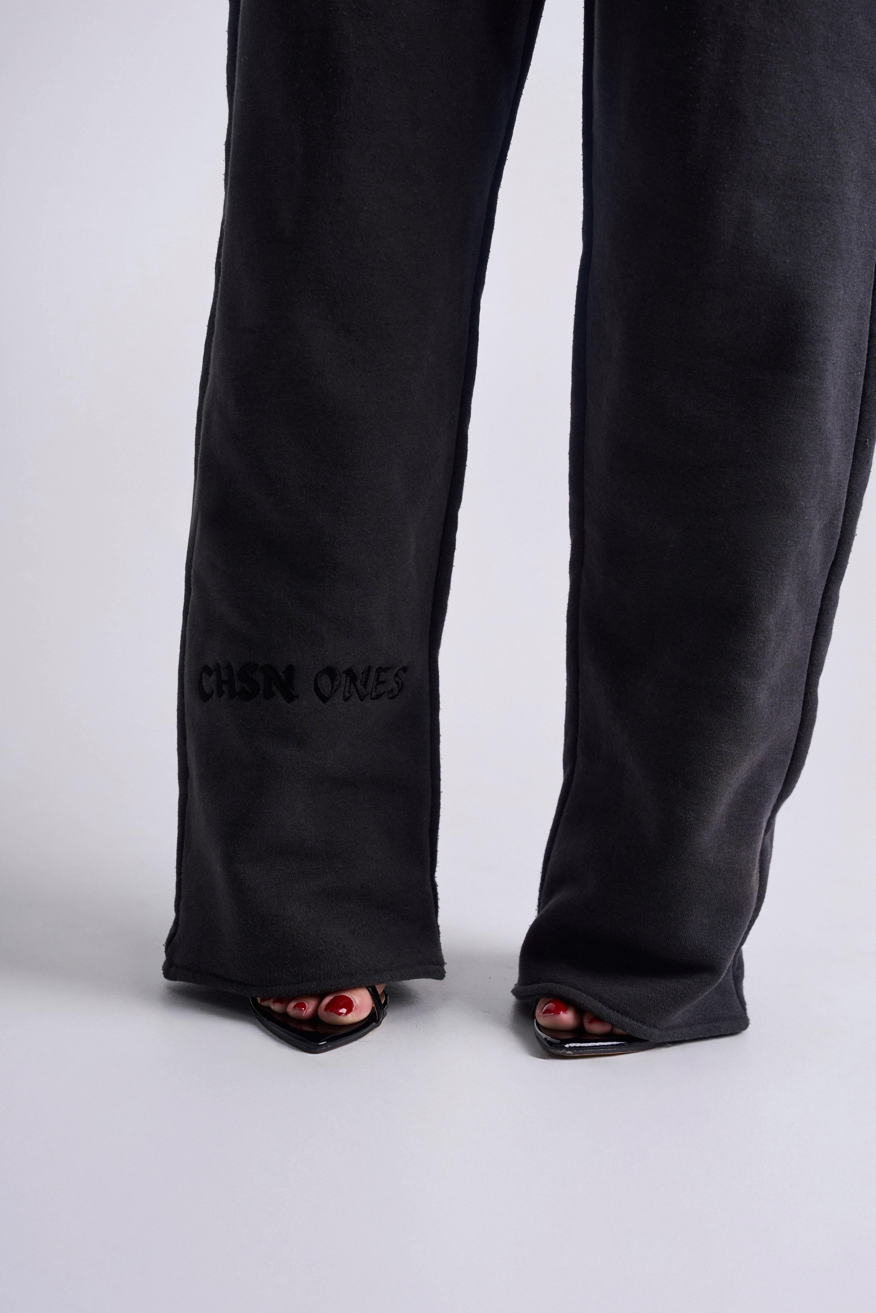 Dark Grey Embroidered Tracksuit Pants