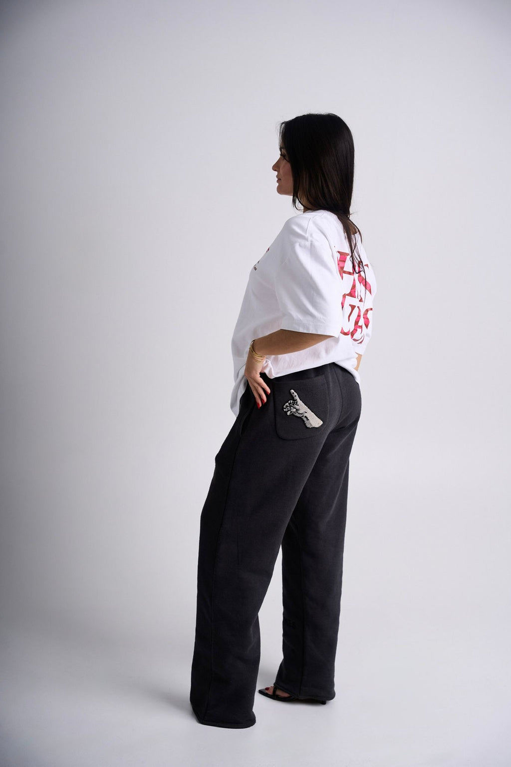 Dark Grey Embroidered Tracksuit Pants