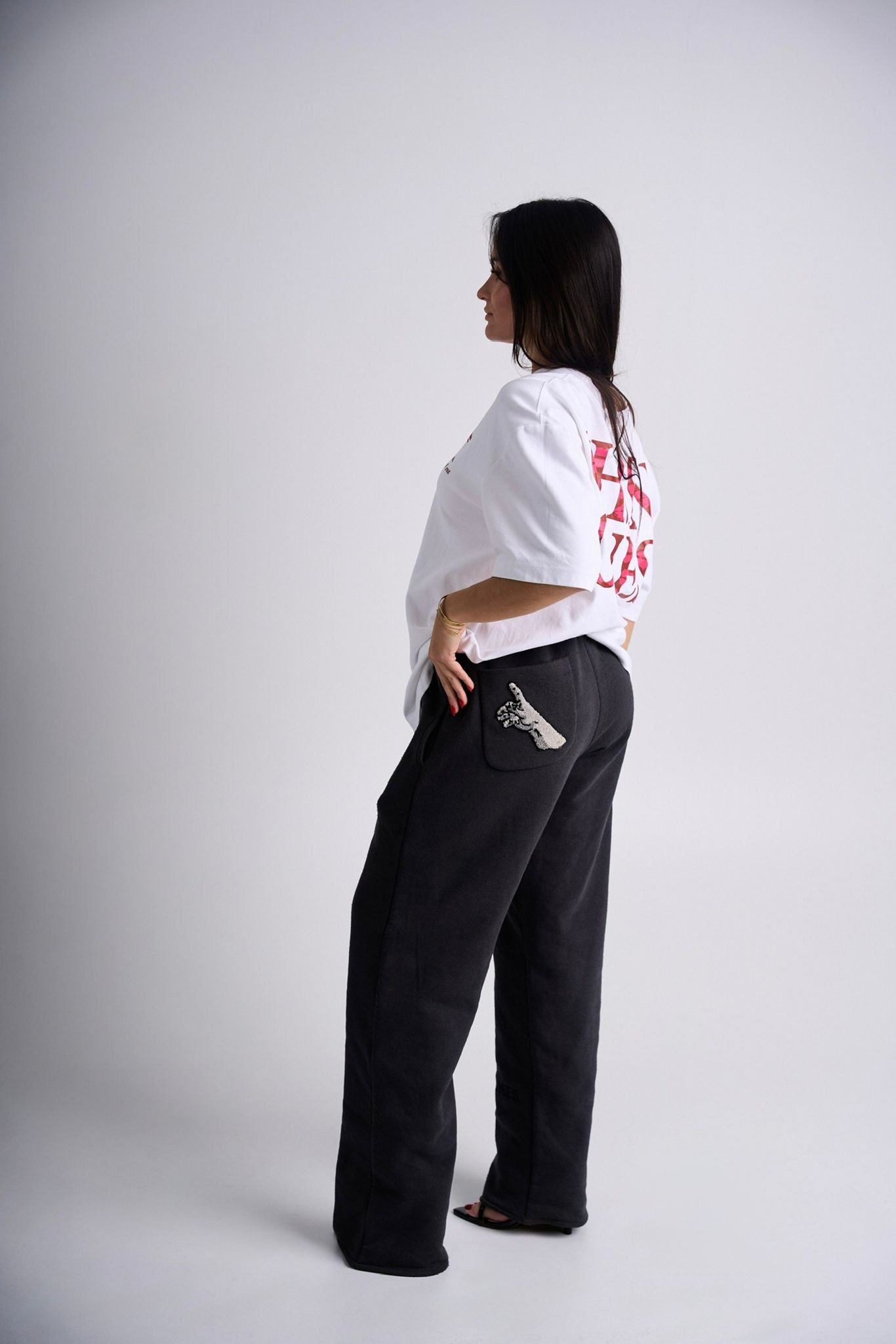 Dark Grey Embroidered Tracksuit Pants
