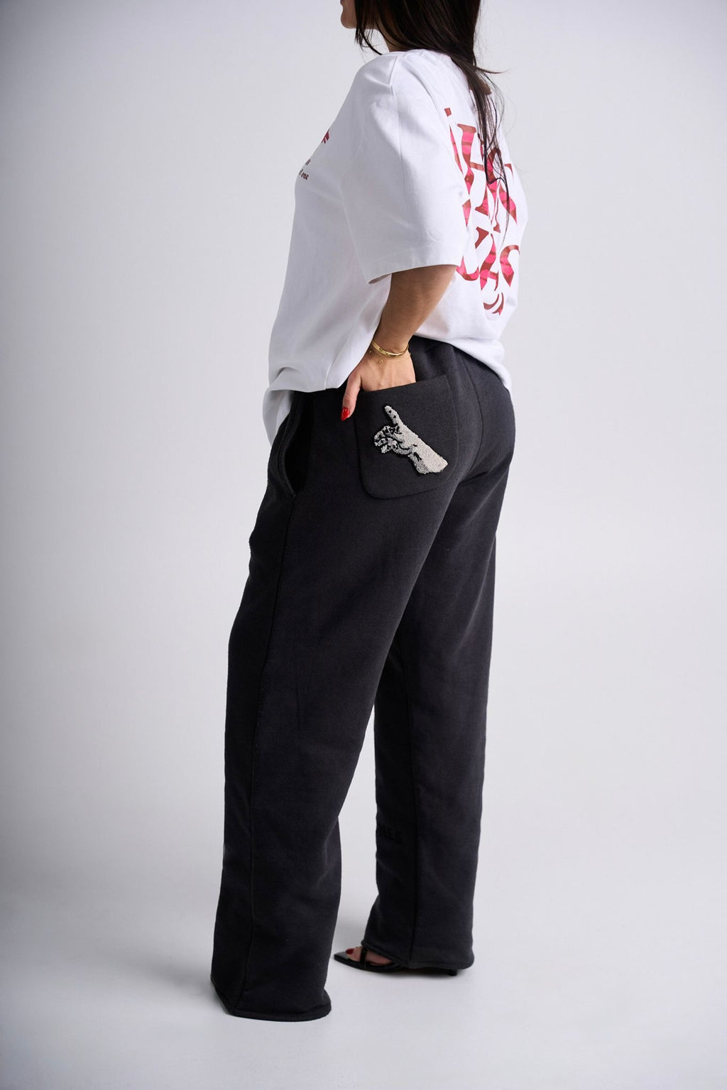 Dark Grey Embroidered Tracksuit Pants